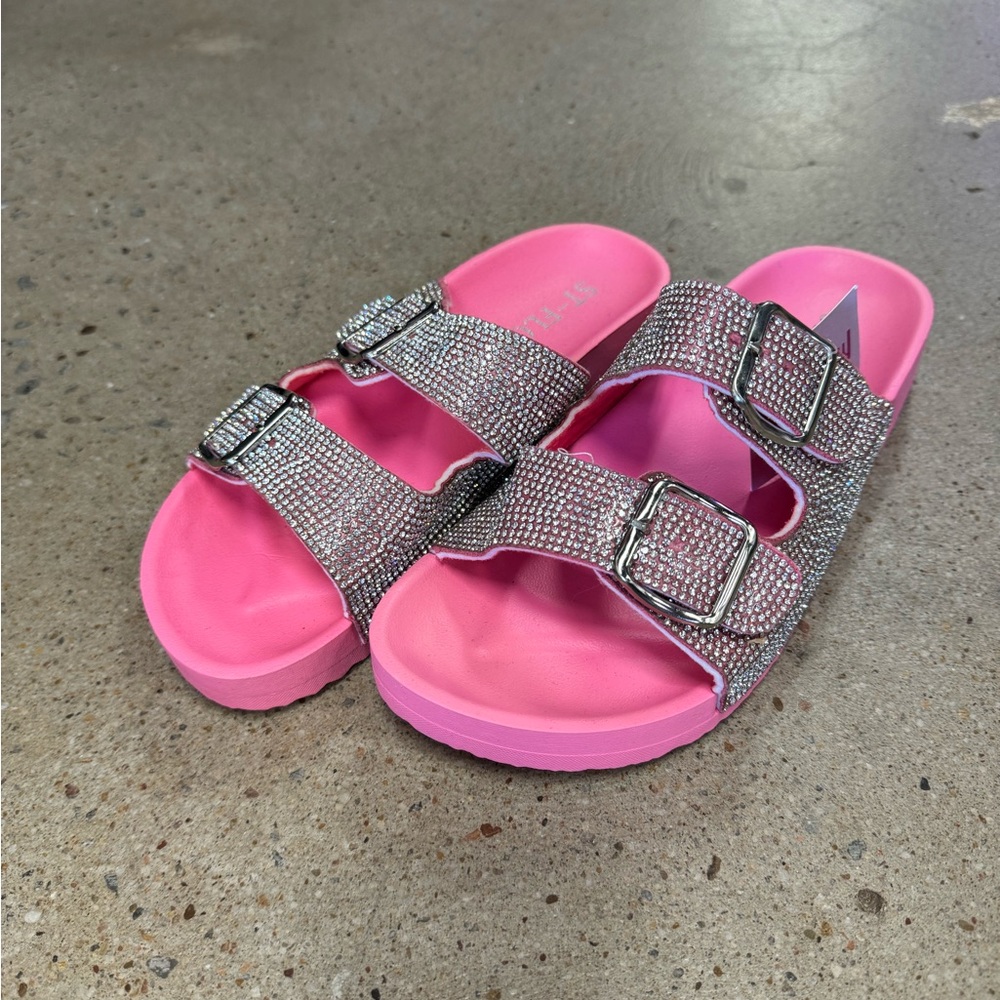 Pink bling slide on sandals